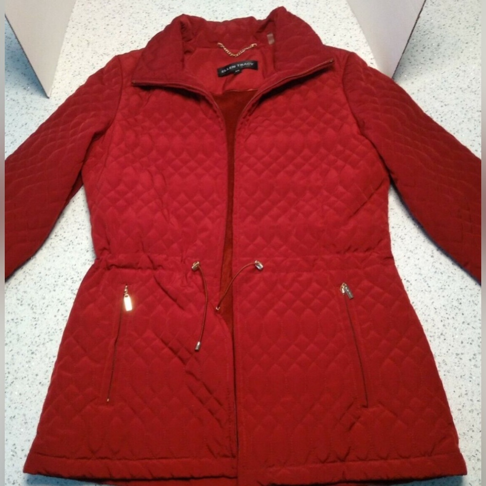 Ellen Tracy Mid Length Jacket Ruby Red - image 2